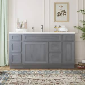 60 in. W x 21 in. D x 32.5 in. H Bath Vanity Cabinet without Top in Silver