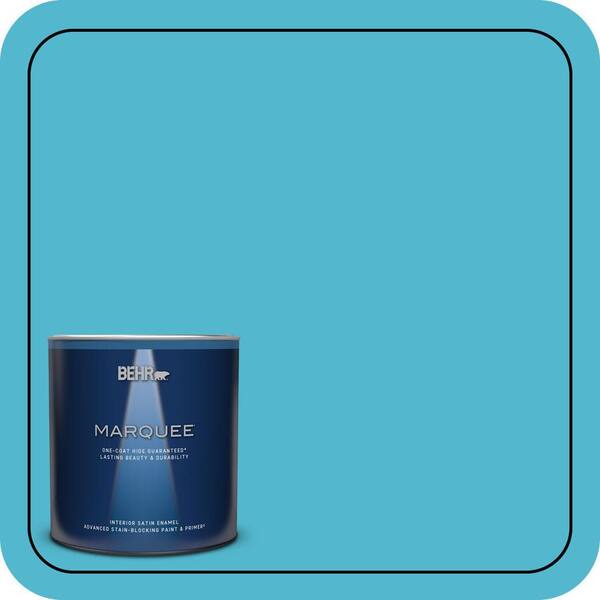 BEHR MARQUEE 1 qt. #520B-5 Liquid Blue Satin Enamel Interior Paint & Primer