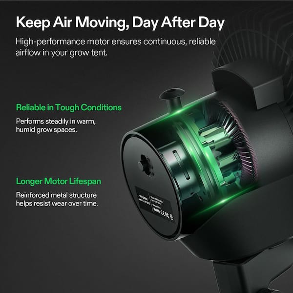 VIVOSUN AeroWave 6 in. Auto Oscillating Clip Desk Fan in Black