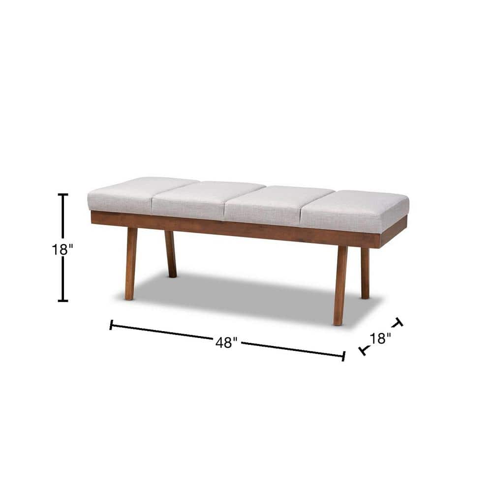 Larisa Beige and Walnut Brown Upholstered Wood Bench