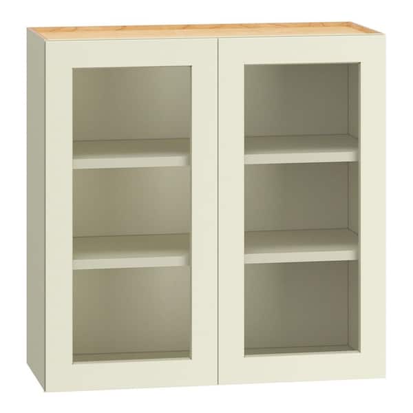 QuickShip Cottage 30 in. W x 12 in. D x 30 in. H Assembled Plywood Cut for Glass Specialty Wall Cabinet in Starlight