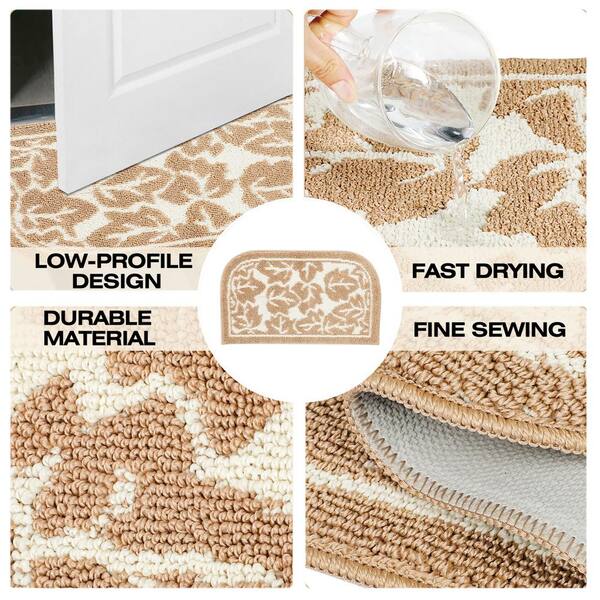 Leaves Pattern Kitchen Carpet Waterproof Oilproof Home Entrance