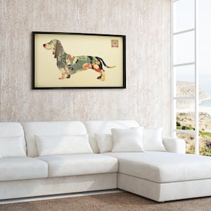 25 in. x 48 in. "Dachshund" Dimensional Collage Framed Graphic Art Under Glass Wall Art