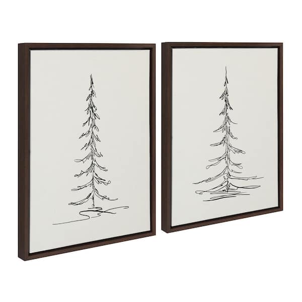 Americanflat Minimalist Rustic (set Of 3) Birch Tree Sketch By Jetty Home  Framed Triptych Wall Art Set : Target