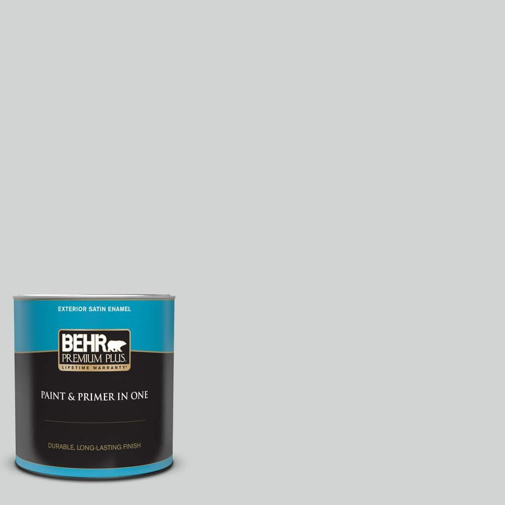 Behr Premium Plus 1 Qt Ppu26 11 Platinum Satin Enamel Exterior Paint And Primer In One 905004 The Home Depot