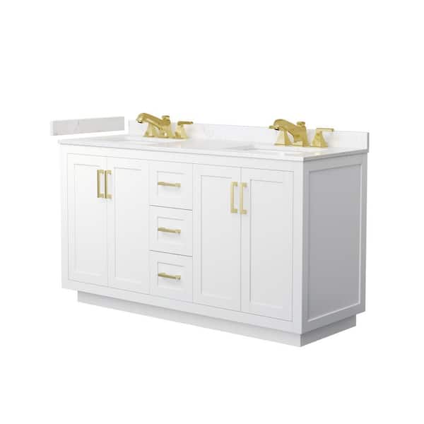 Miranda 60 in. Double Freestanding White Bath Vanity with Carrara Cultured Marble Top