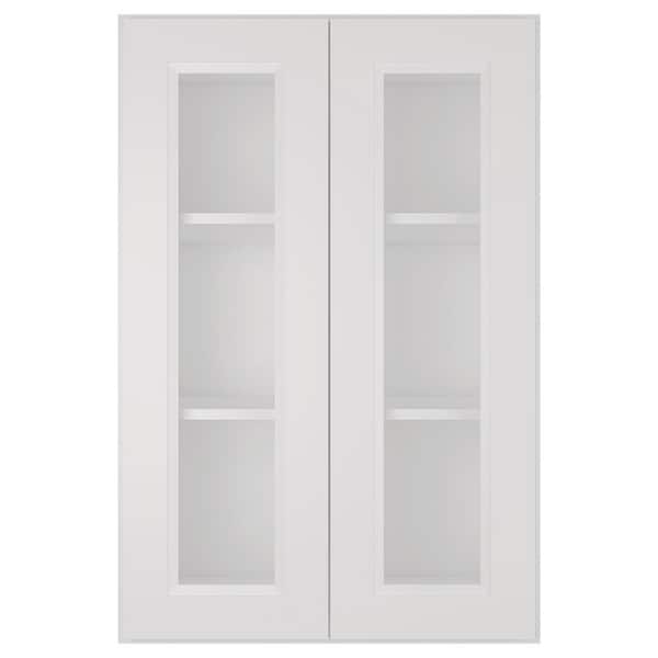 HOMEIBRO 24 in W X 12 in. D X 36 in. H in Raised Panel Dove Plywood Ready to Assemble Wall Kitchen Cabinet with 2-Doors 3-Shelves