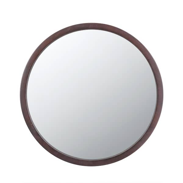 Miscool Anky 19.7 in. W x 19.7 in. H Wood Framed Brown Wall Mounted Decorative Mirror