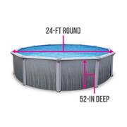 Martinique 24 ft. Round x 52 in. Deep Metal Wall Above Ground Pool Package with 7 in. Top Rail