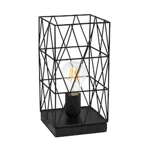 10.25 in. Black Geometric Square Metal Table Lamp