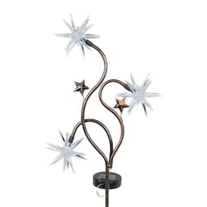 Solar Triple Starburst 2.75 ft. Patriotic USA Metal Garden Stake