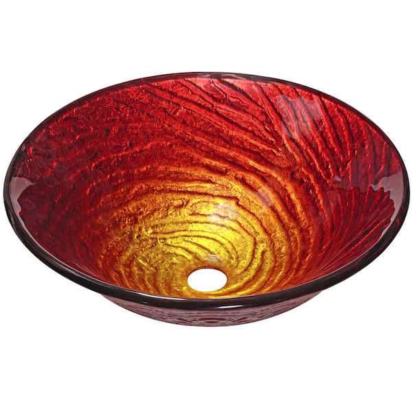 Misto Artisan Hand-Painted Tempered Glass Round Vessel Sink