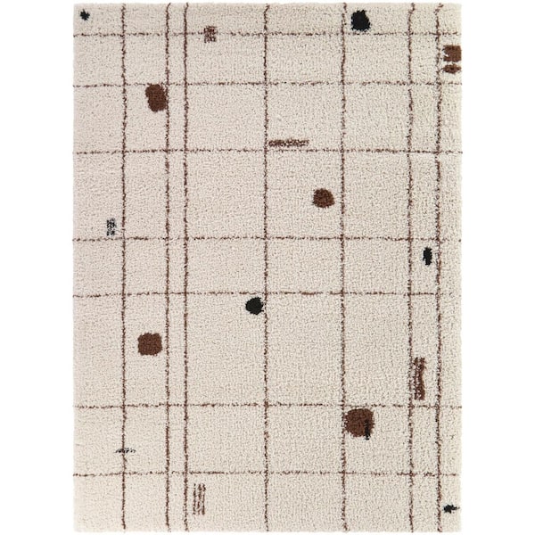 Unbranded Emrys Cream 5 ft. 3 in. x 7 ft. Abstract Area Rug