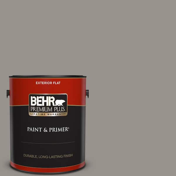 BEHR PREMIUM PLUS 1 gal. #PPU18-16 Elephant Skin Flat Exterior Paint & Primer