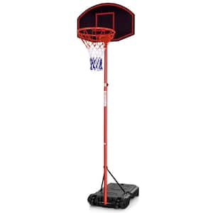Height-Adjustable Basket Hoop Portable Backboard System Stand with 2 Wheels, Fillable Base, Weather-Resistant Nylon Net