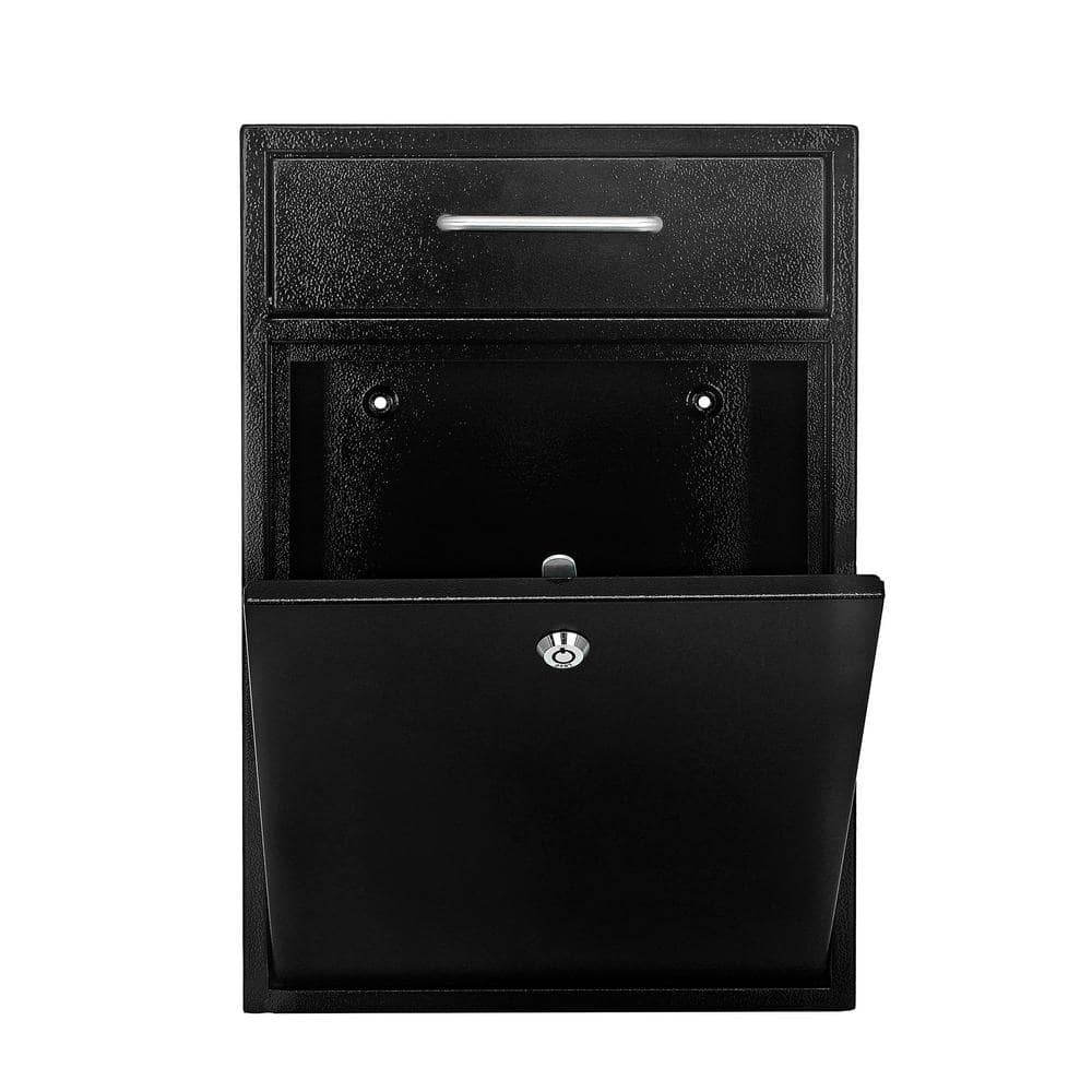 Black Heavy Gauge Steel Wall Mounted Lockable Collection Box