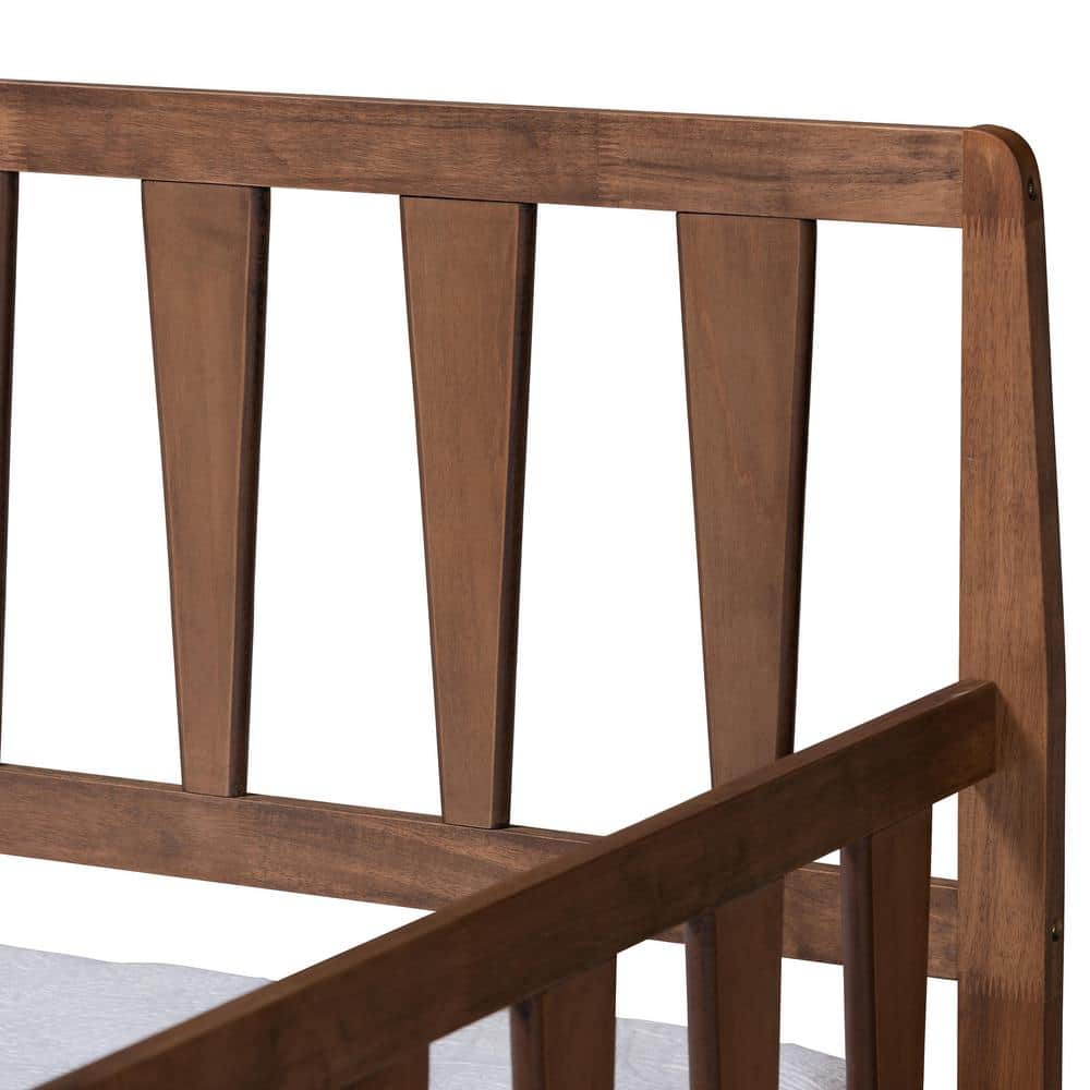 Walnut Brown Twin Wood Daybed with Trundle and Slats