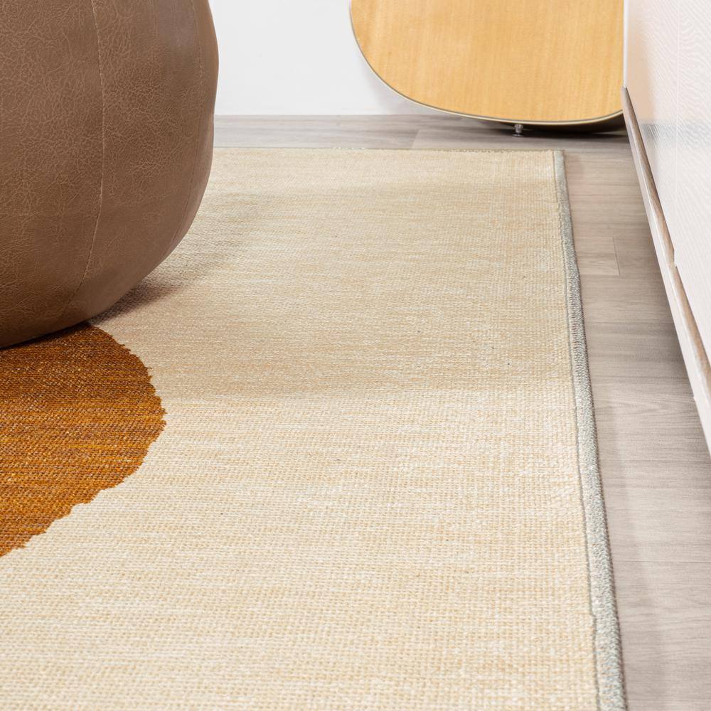 Scandinavian Cream/Rust Geometric 9' x 12' Easy-Care Synthetic Rug