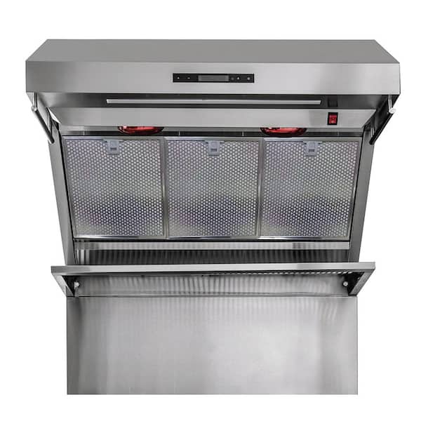 Forno Savona 36 in. Wall Mount Range Hood with Red Light Warmers/Shelf/Back Splash Hybrid Filters in Stainless Steel