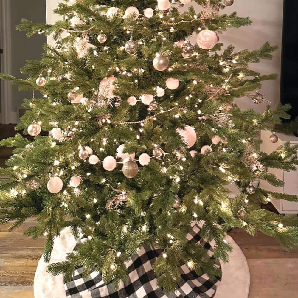 6.5-Foot Green Pine Christmas Tree with Warm White LED Lights