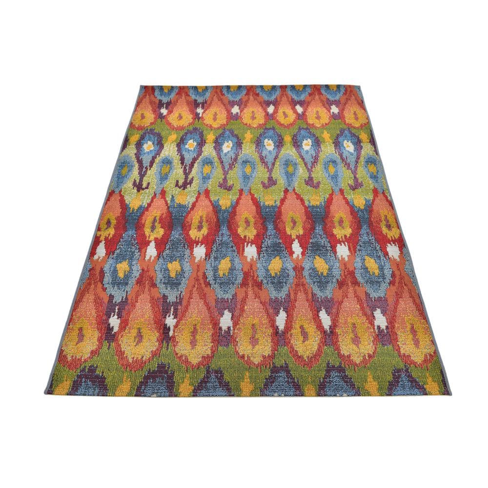 Colorful Ikat 4' x 6' Synthetic Outdoor Rug