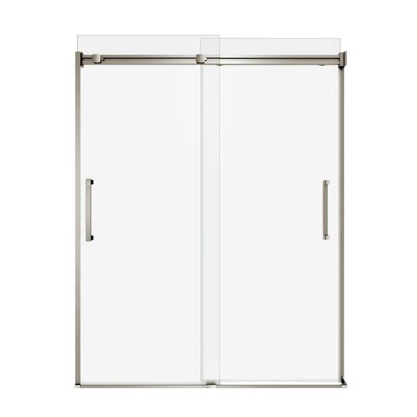 Aquatic - Coronado Acrylx 60 in. x 30 in. Single Threshold Left Drain Shower Kit in White with Bench with Door in Brushed Nickel