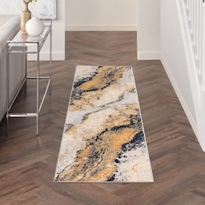 Passion Ivory Multicolor 2 ft. x 6 ft. Abstract Contemporary Runner Area Rug