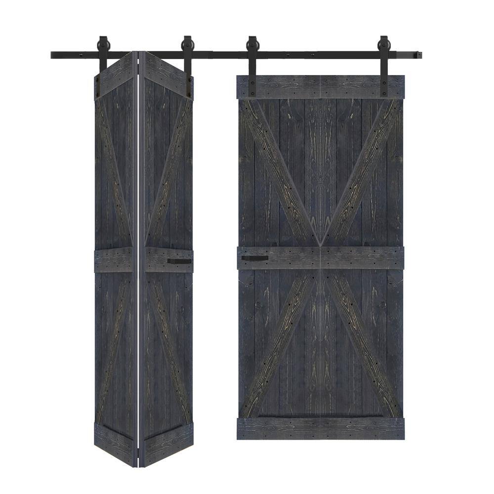 K Style 48in. x 80in. (12 in. x 80in. x 4 Panels) Carbon Gray Solid Wood Bi-Fold Door with Hardware Kit -Assembly Needed price history on PriceWatchPro