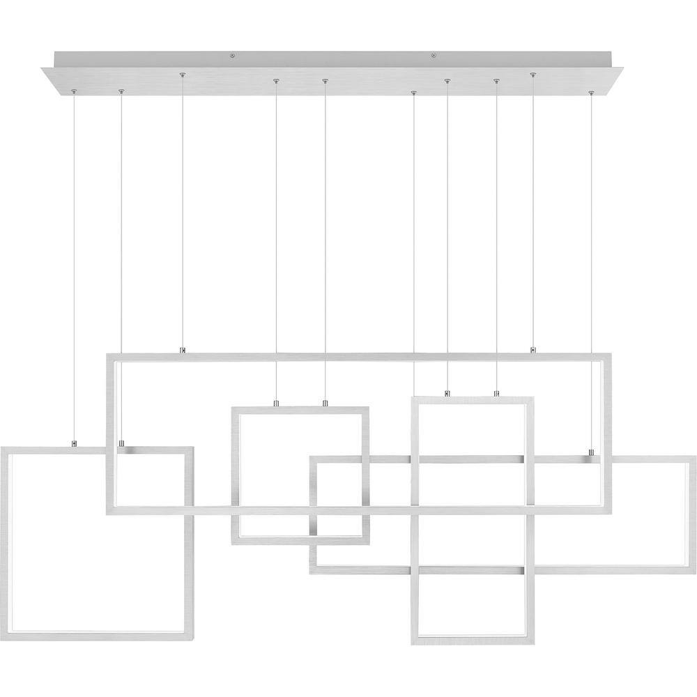 Brushed Aluminum LED Linear Chandelier with Geometric Frames