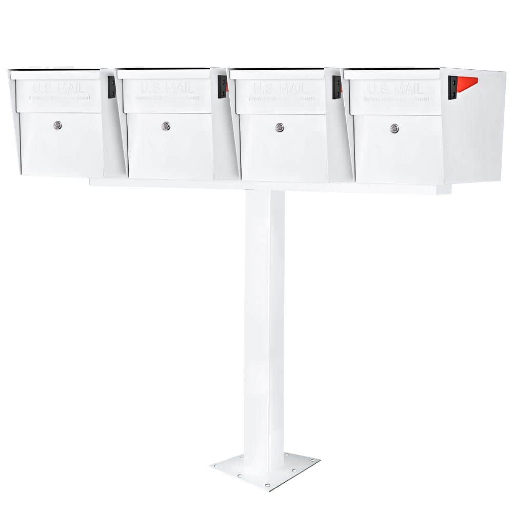 MailBoss X4 Locking Mailbox Post Mount Combo Kit, Alpine White, Surface Mount Post, 4 Compartment High Security Cluster price history on PriceWatchPro