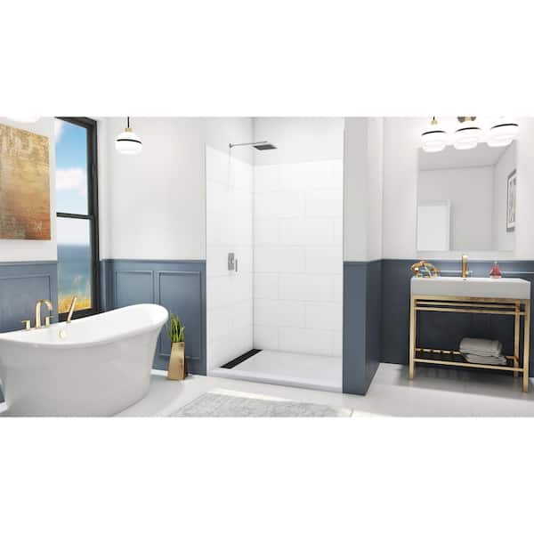 DreamStone 50 in. W x 84 in. H x 42 in. D 3-Piece Glue Up Traditional Solid Alcove Shower Wall Surround in White