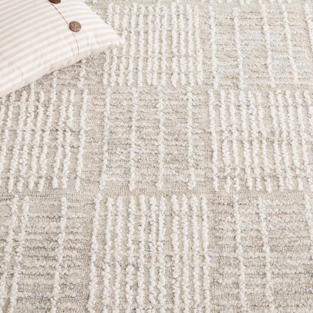 Grey and Ivory Handmade Wool Abstract Tufted Square Rug, 6' x 6'