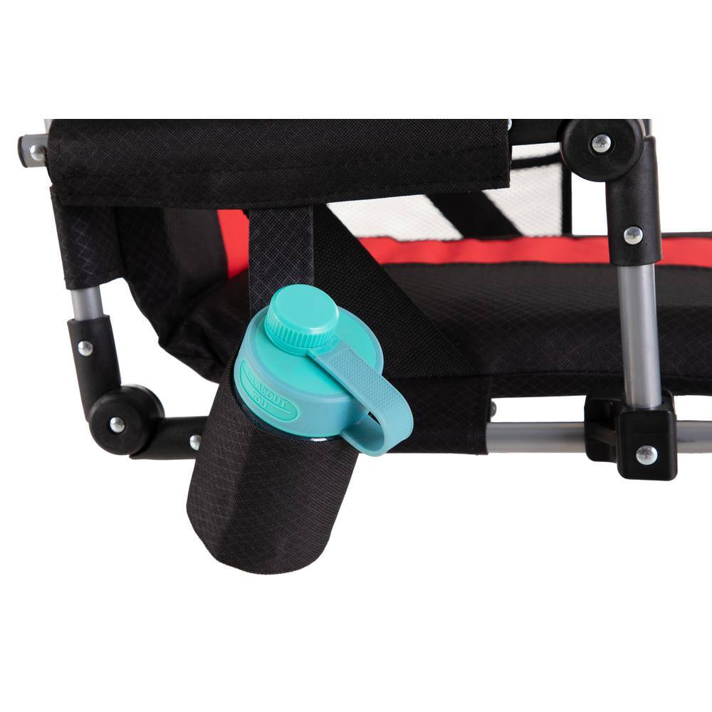 Black and Red Steel Portable Stadium Seat with Armrests