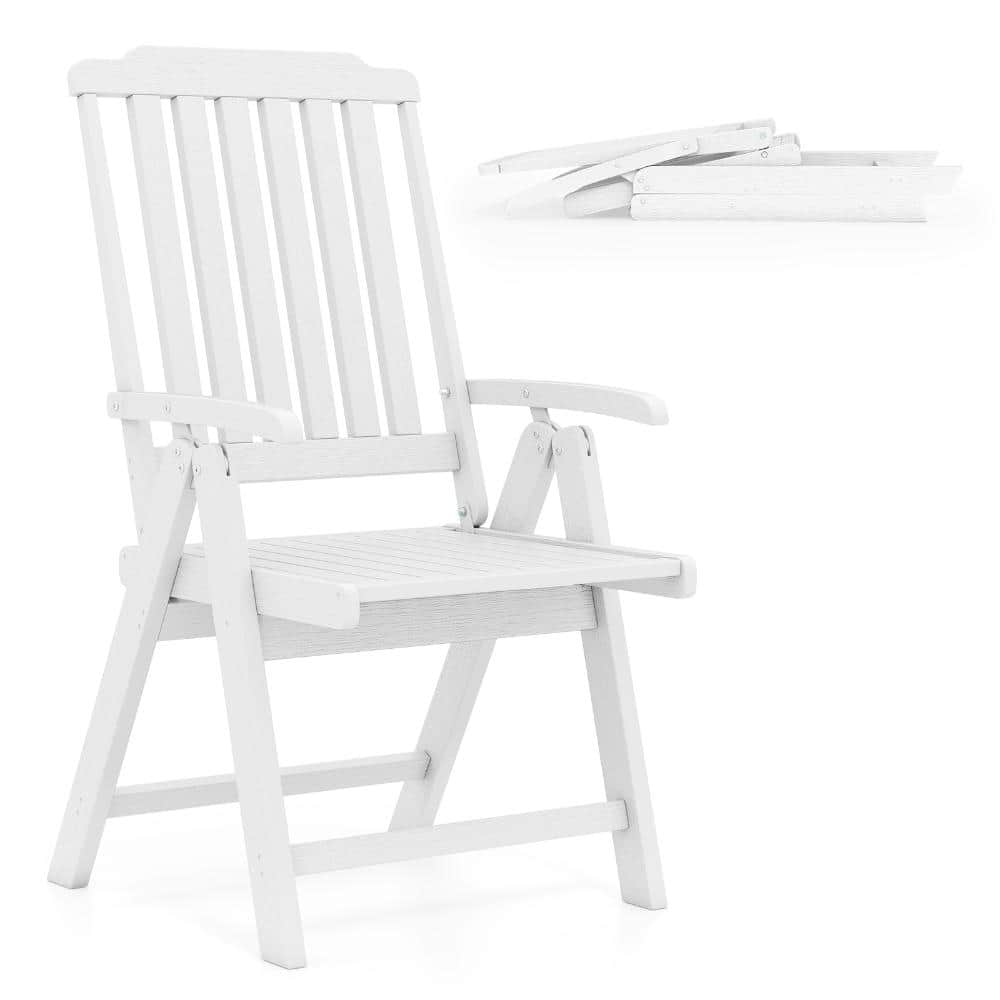 22 in. HDPE Folding Patio Dining Chair with Armrests, Slatted Seat and 330 lb. Capacity, White price history on PriceWatchPro