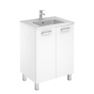 Logic 27.6 in. W x 18.0 in. D x 33.0 in. H Bath Vanity in Glossy White with Vanity Top and Ceramic White Basin