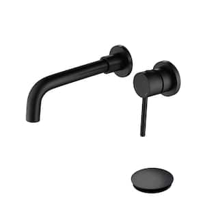 Wall Mounted Bathroom Sink Single Lever Handle Faucet with Pop-Up Drain (No Overflow)