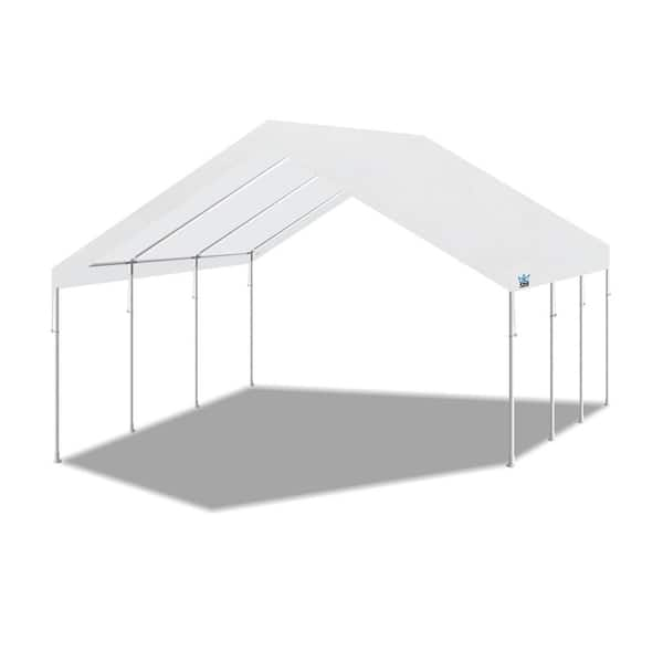 Hercules 18 ft. by 20 ft., 2 in. Steel Frame, 8-Leg, Carport, White, HC1820PC