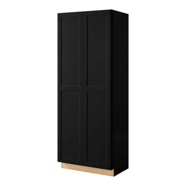 Avondale 36 in. W x 96 in. H x 24 in. D Ready To Assemble Plywood Shaker Wide Pantry Cabinet in Raven Black