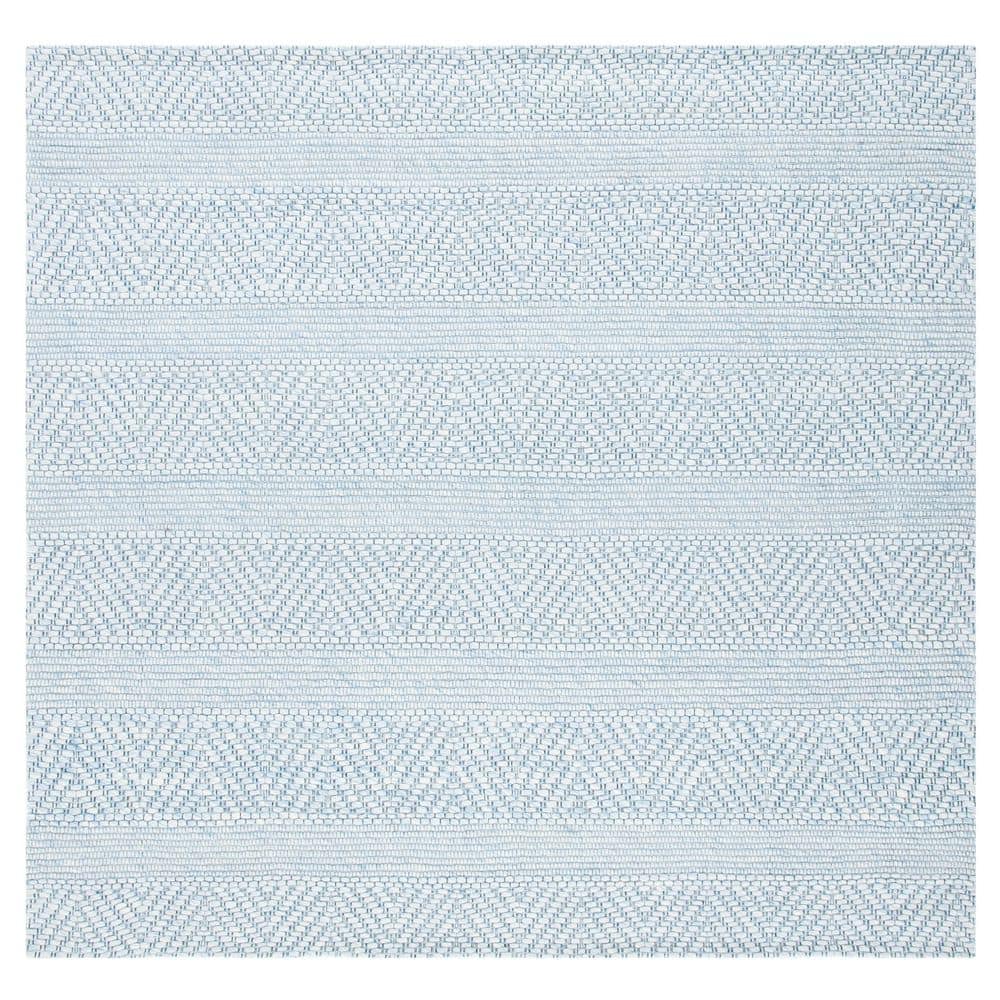 SAFAVIEH Marbella Blue 7 ft. x 7 ft. Chevron Striped Square Area Rug ...