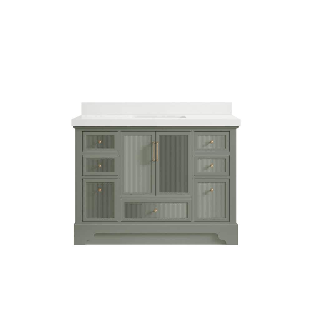 "Alys 48 in. W x 22 in. D x 36 in. H Single Sink Bath Vanity in Evergreen with 2"" White Quartz Top" price history on PriceWatchPro