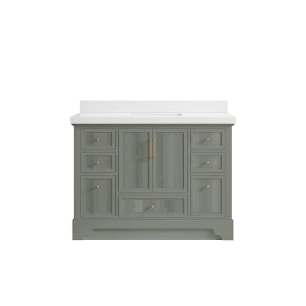 Willow Collections Alys 48 in. W x 22 in. D x 36 in. H Single Sink Bath Vanity in Evergreen with 2" White Quartz Top