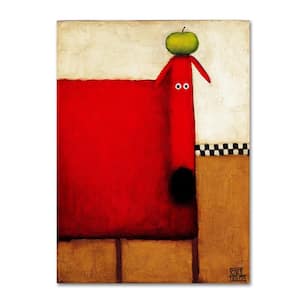 32 in. x 24 in. "Red Dog With Apple" by Daniel Patrick Kessler Printed Canvas Wall Art