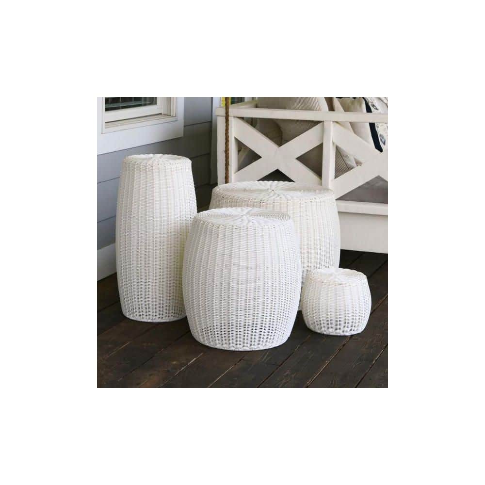White Cylindrical Woven Iron Storage Bin