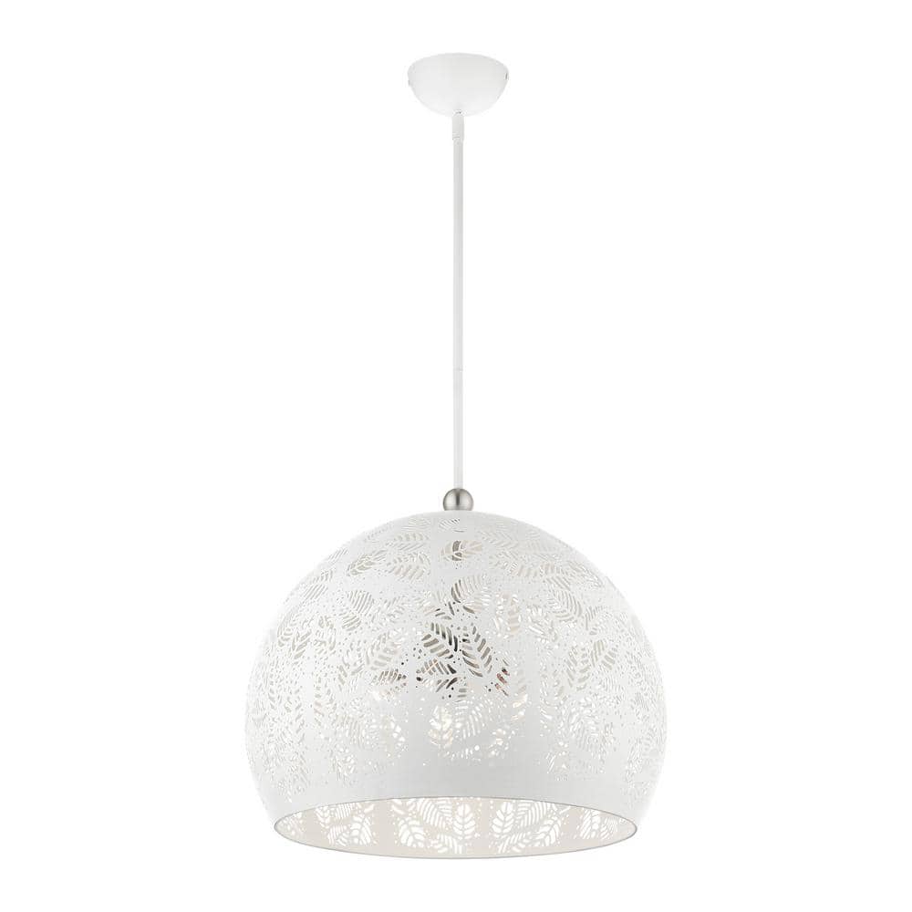 Chantilly Bohemian White and Brushed Nickel 3-Light Globe Pendant