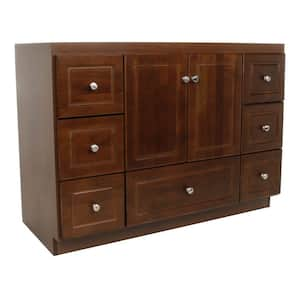 Ultraline 48 in. W x 21 in. D x 34.5 in. H Bath Vanity Cabinet without Top in Dark Alder