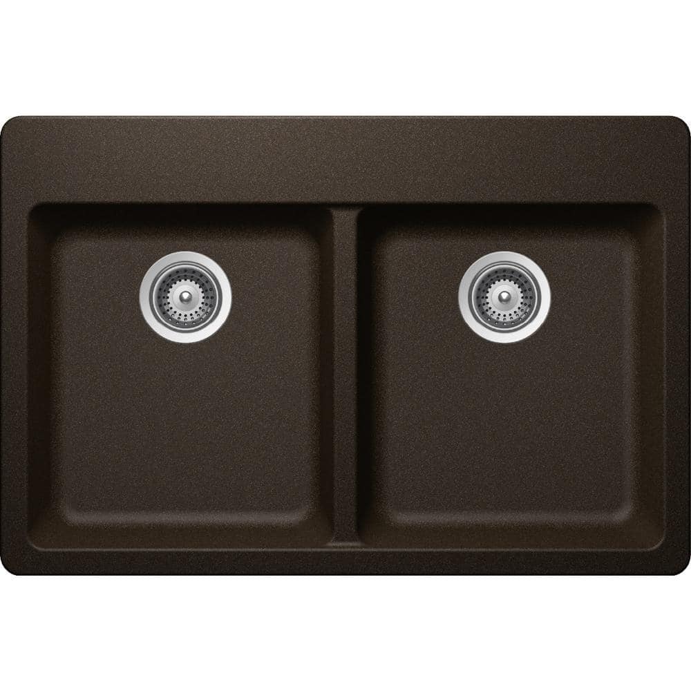 Elkay Elkay By Schock Drop In Undermount Quartz Composite 33 In 50 50   Chestnut Elkay Drop In Kitchen Sinks Hddbd33220qcn 64 1000 