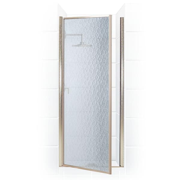 Coastal Shower Doors Legend 27.625 in. to 28.625 in. x 69 in. Framed Hinged Shower Door in Brushed Nickel with Obscure Glass