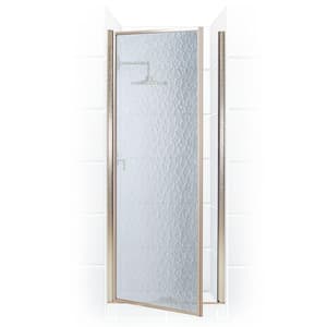 Legend 35.625 in. to 36.625 in. x 64 in. Framed Hinged Shower Door in Brushed Nickel with Obscure Glass