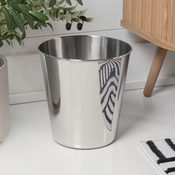 Happimess HPM1102B Asher Modern 4.13-Gallon 2-Tone Natural Wicker/Metal Cylinder Waste Basket, Chrome/Natural For Home, Bathroom, Living Room, Office, Bedroom, Kitchen - View #4