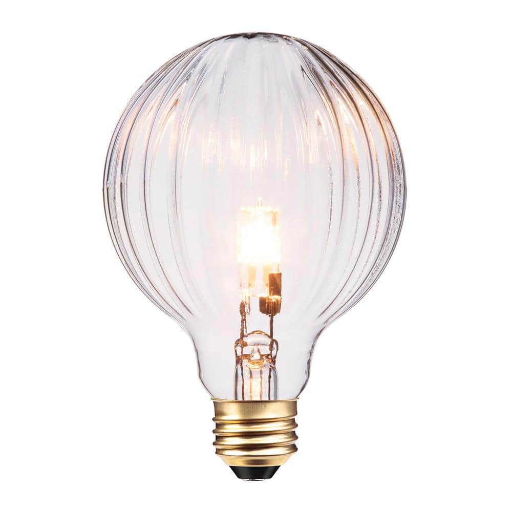 60 Watt G30 Dimmable Amber Glass Vintage Edison Halogen Light Bulb, Soft Wh